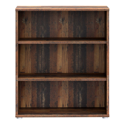 Bucharest Low Wide 2 Shelf Vintage Oak Wooden Bookcase