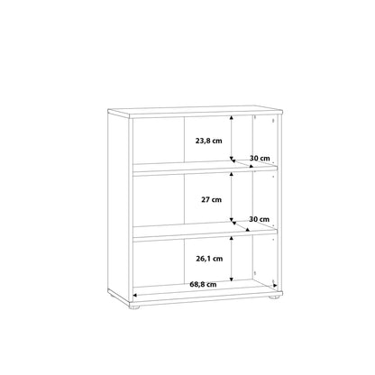 Bucharest Low Wide 2 Shelf Vintage Oak Wooden Bookcase