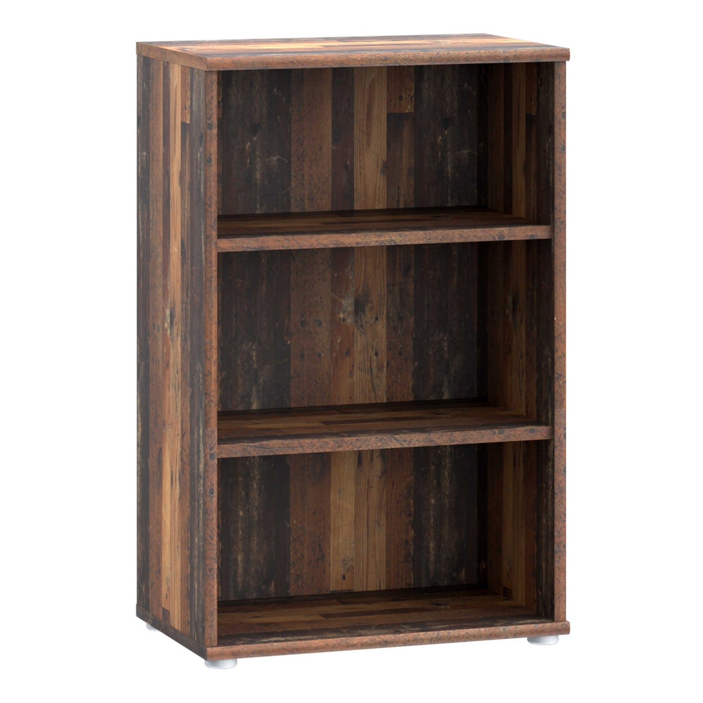 Bucharest Low Narrow 2 Shelf in Vintage Oak Wooden Bookcase