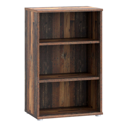 Bucharest Low Narrow 2 Shelf in Vintage Oak Wooden Bookcase