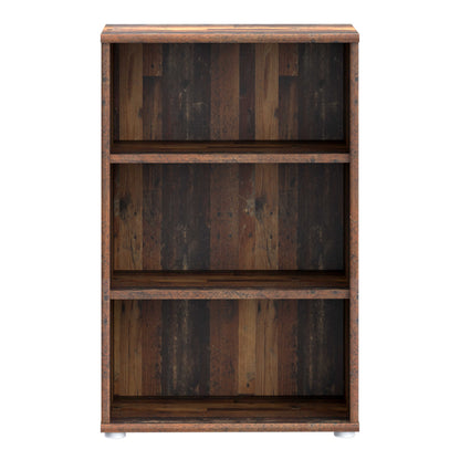 Bucharest Low Narrow 2 Shelf in Vintage Oak Wooden Bookcase