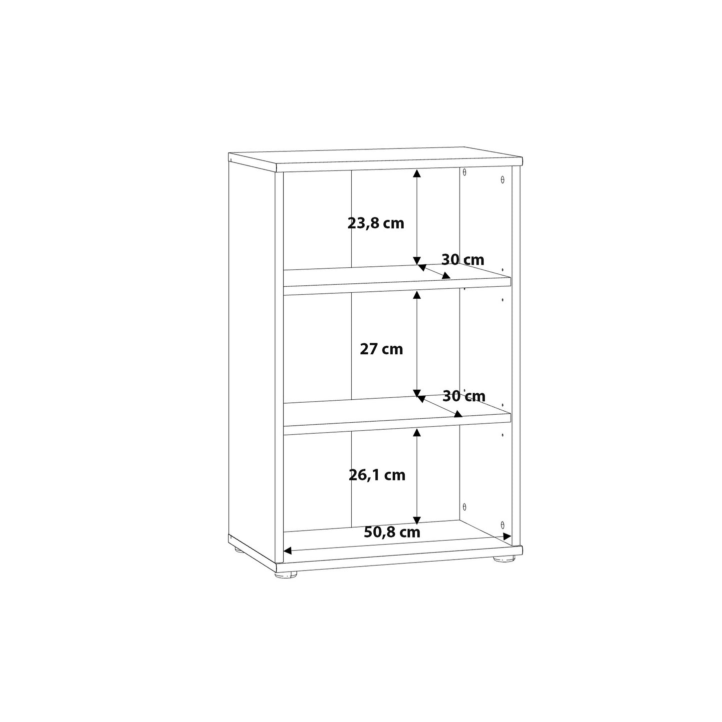 Bucharest Low Narrow 2 Shelf in Vintage Oak Wooden Bookcase