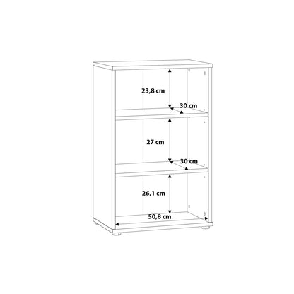 Bucharest Low Narrow 2 Shelf in Vintage Oak Wooden Bookcase