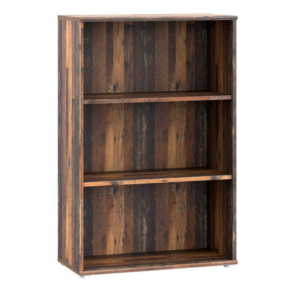 Bucharest Tall Wide 2 Shelf Vintage Oak Wooden Bookcase