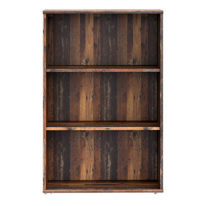 Bucharest Tall Wide 2 Shelf Vintage Oak Wooden Bookcase