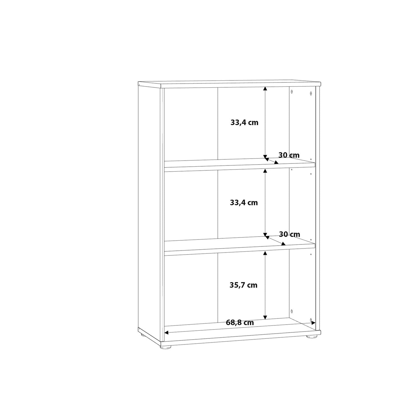 Bucharest Tall Wide 2 Shelf Vintage Oak Wooden Bookcase