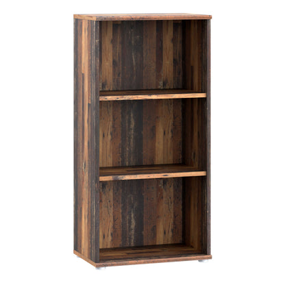 Bucharest Tall Narrow 2 Shelf Vintage Oak Wooden Bookcase