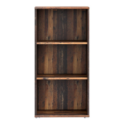Bucharest Tall Narrow 2 Shelf Vintage Oak Wooden Bookcase