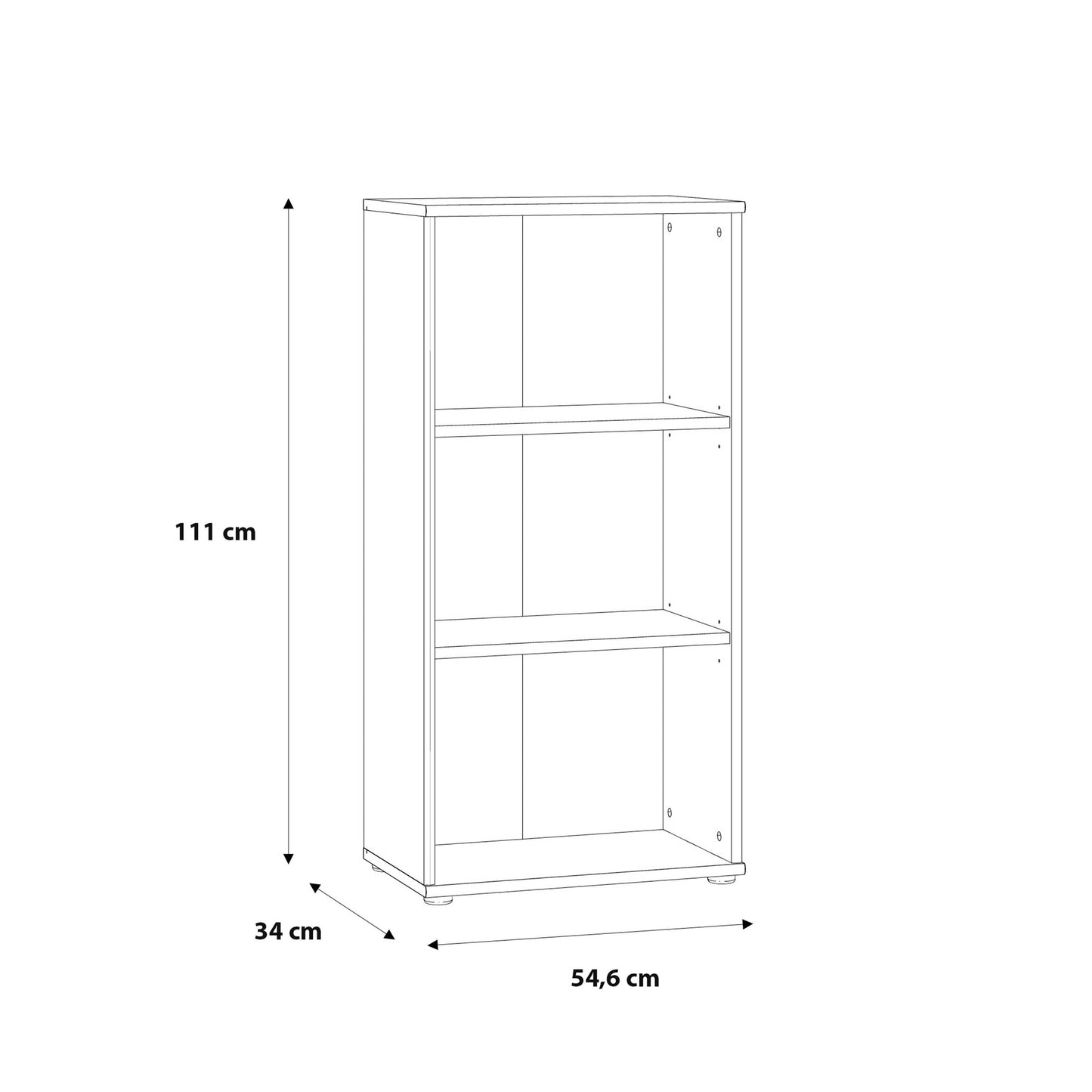 Bucharest Tall Narrow 2 Shelf Vintage Oak Wooden Bookcase