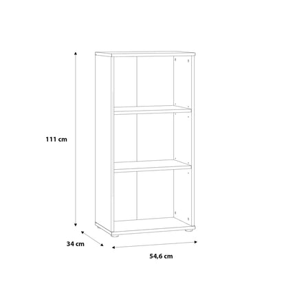 Bucharest Tall Narrow 2 Shelf Vintage Oak Wooden Bookcase