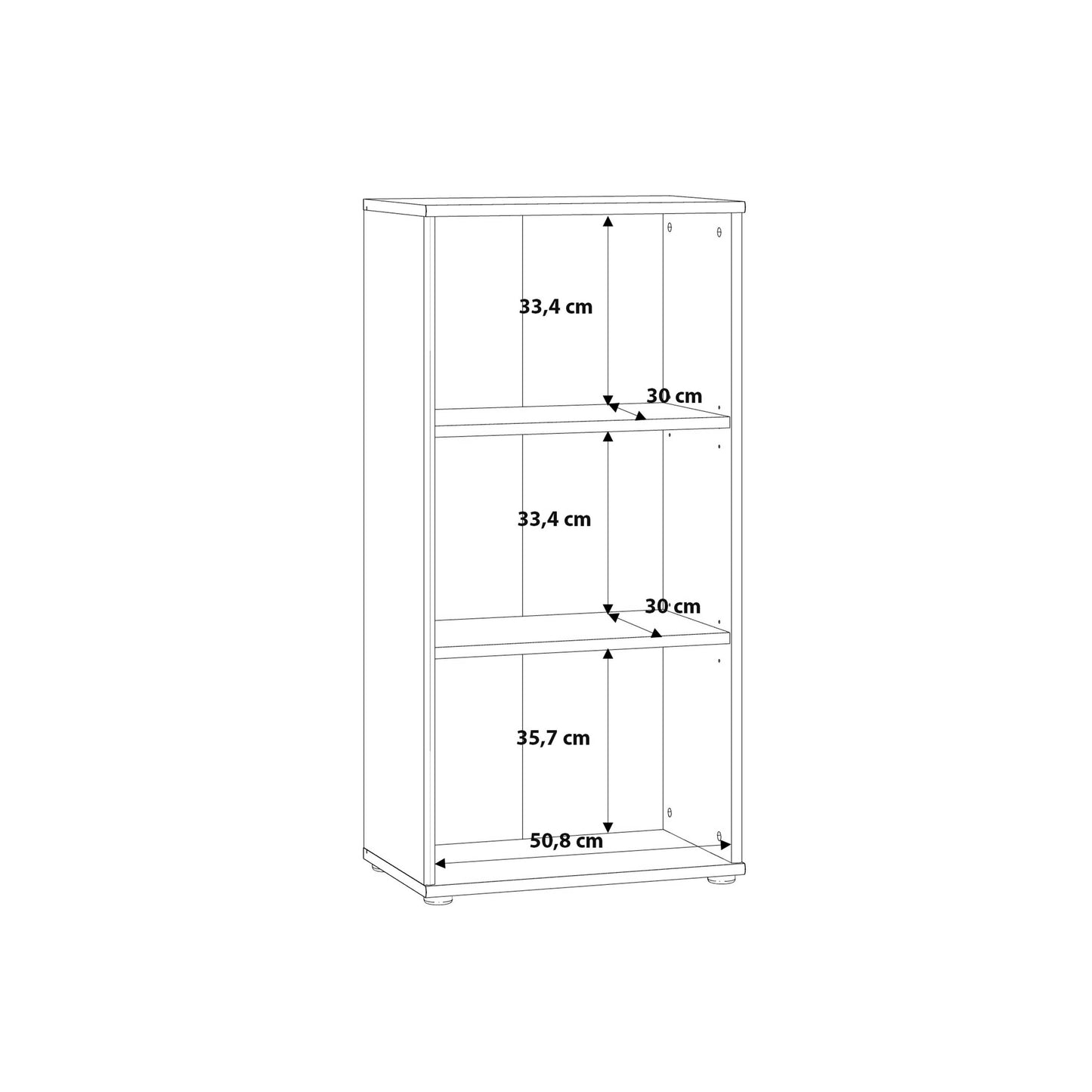 Bucharest Tall Narrow 2 Shelf Vintage Oak Wooden Bookcase