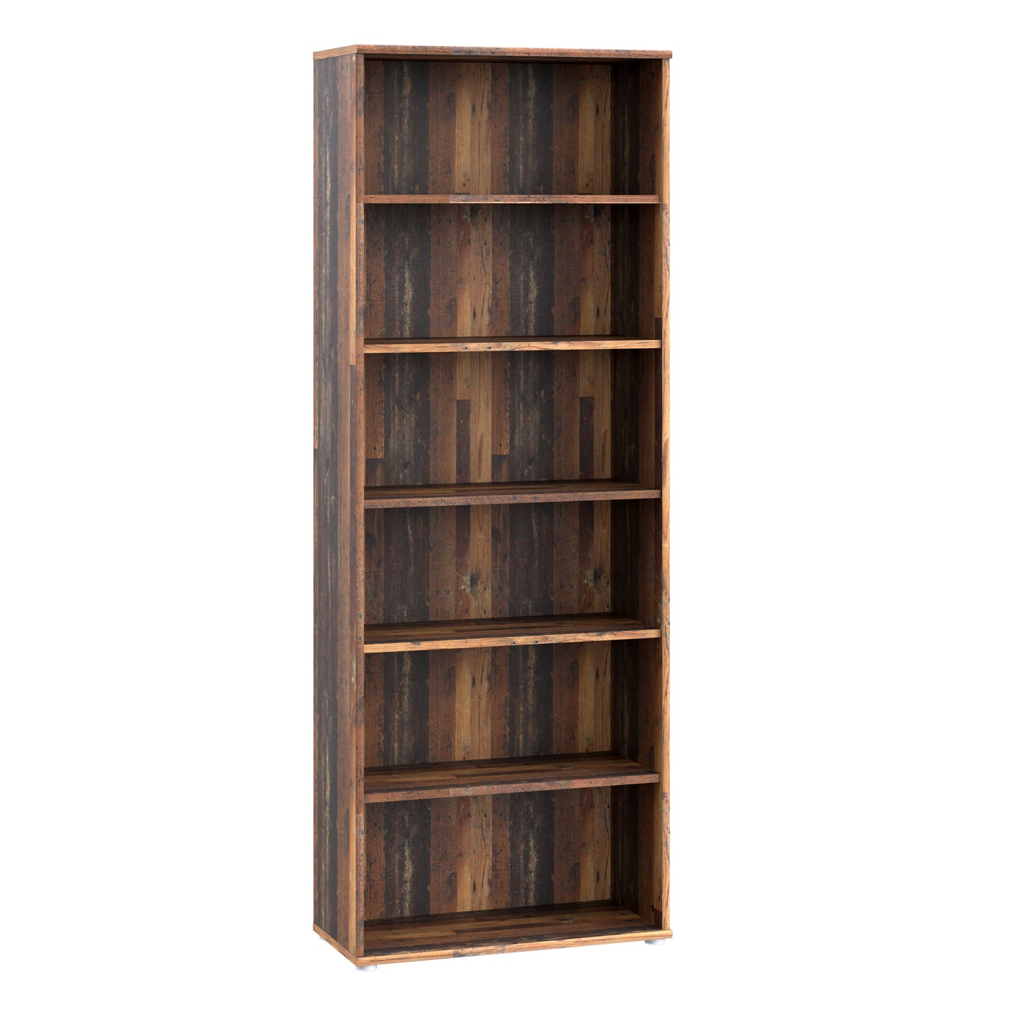 Bucharest Wide 5 Shelf Vintage Oak Wooden Bookcase