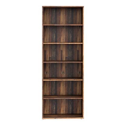 Bucharest Wide 5 Shelf Vintage Oak Wooden Bookcase