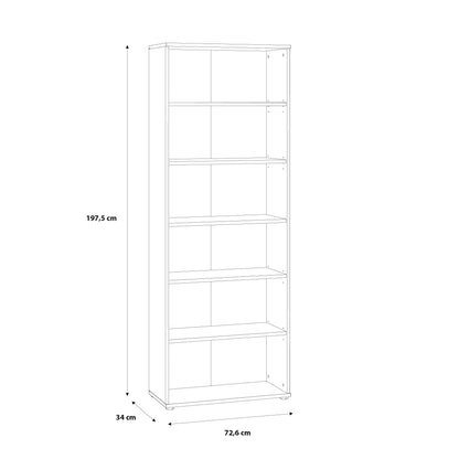 Bucharest Wide 5 Shelf Vintage Oak Wooden Bookcase