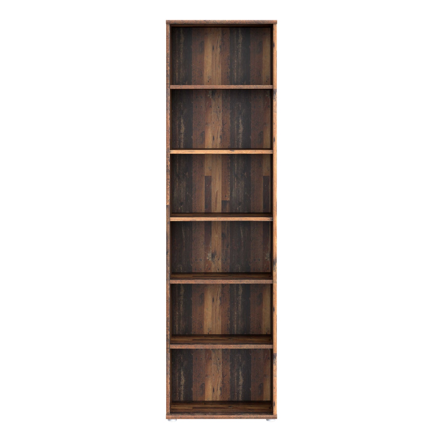 Bucharest Narrow 5 Shelf Vintage Oak Wooden Bookcase