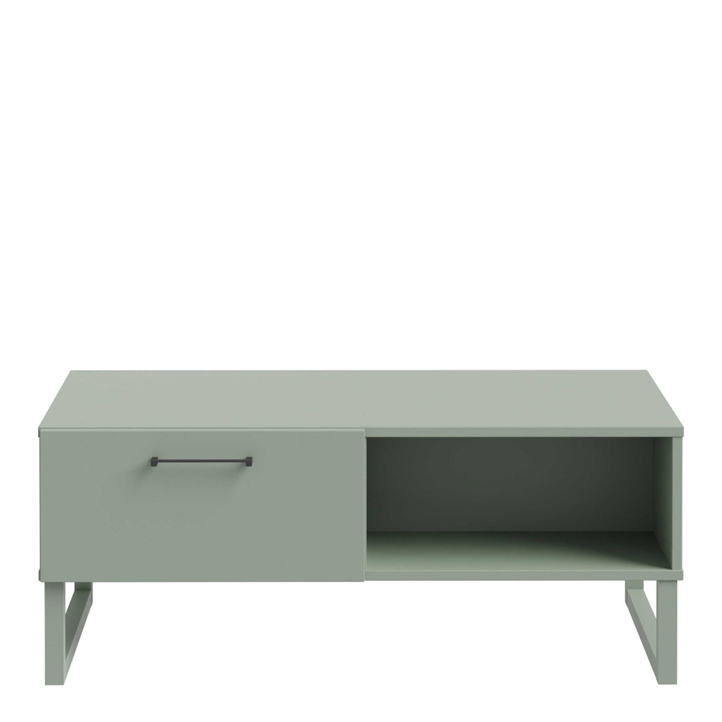 Onyx Sage Green 1 Drawer Coffee Table Open Shelf