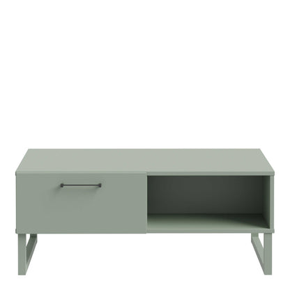Onyx Sage Green 1 Drawer Coffee Table Open Shelf