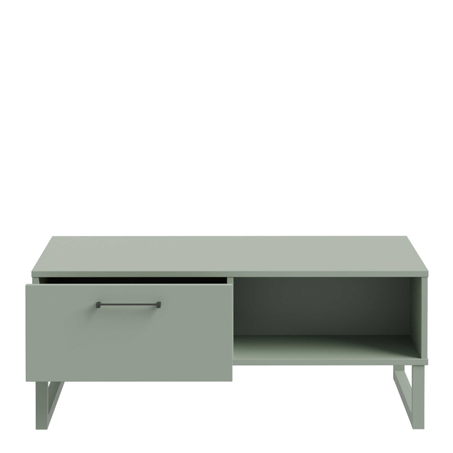 Onyx Sage Green 1 Drawer Coffee Table Open Shelf