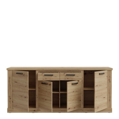 Seoul Artisan Oak Wood 4 Door 2 Drawer Sideboard