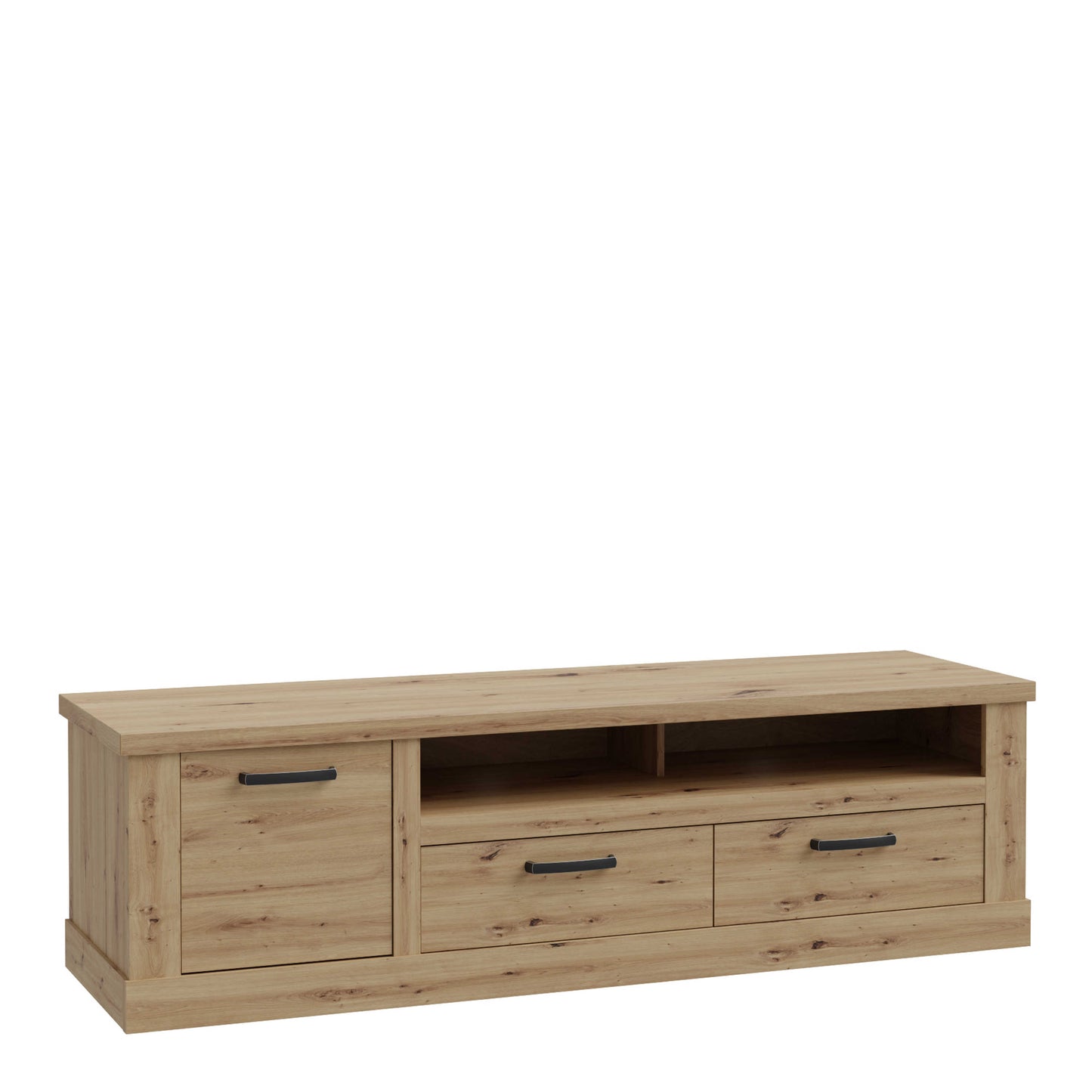 Tampere Artisan Oak TV Unit with Black Handles 1 Door 2 Drawers