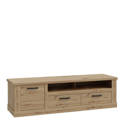Tampere Artisan Oak TV Unit with Black Handles 1 Door 2 Drawers