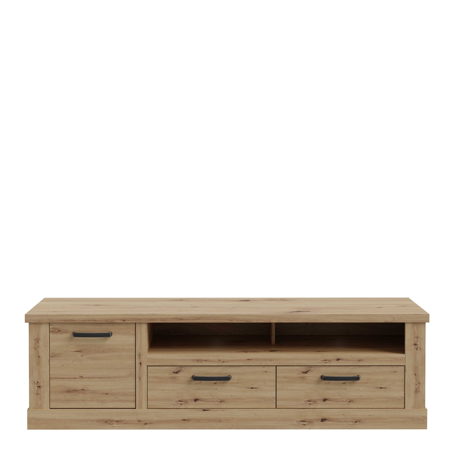 Tampere Artisan Oak TV Unit with Black Handles 1 Door 2 Drawers