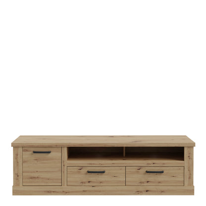Tampere Artisan Oak TV Unit with Black Handles 1 Door 2 Drawers
