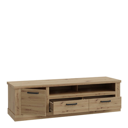 Tampere Artisan Oak TV Unit with Black Handles 1 Door 2 Drawers
