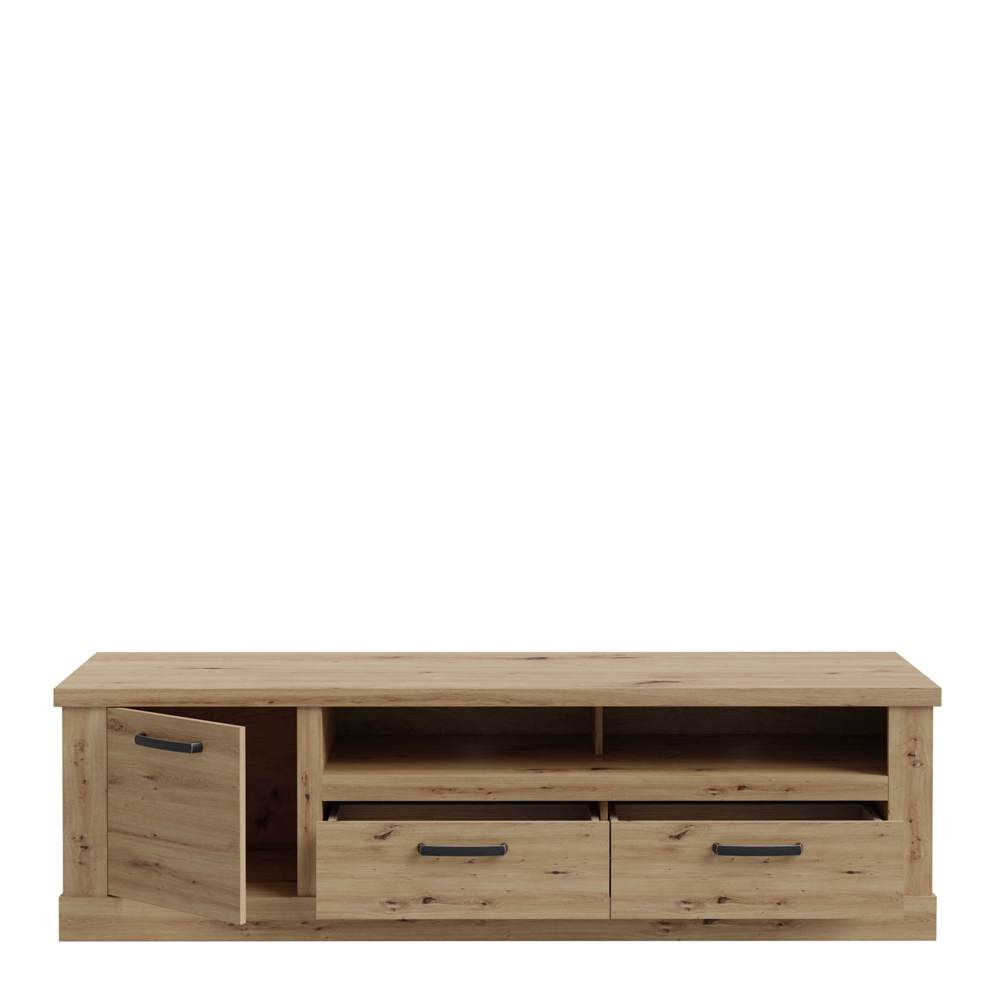 Tampere Artisan Oak TV Unit with Black Handles 1 Door 2 Drawers
