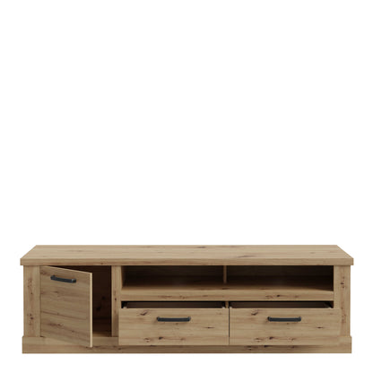 Tampere Artisan Oak TV Unit with Black Handles 1 Door 2 Drawers