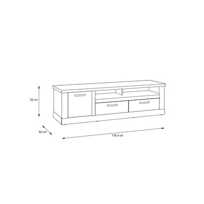 Tampere Artisan Oak TV Unit with Black Handles 1 Door 2 Drawers