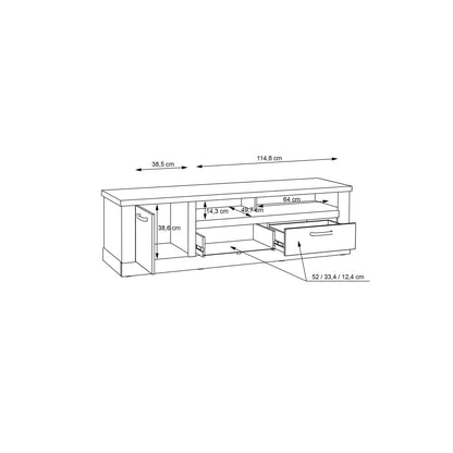 Tampere Artisan Oak TV Unit with Black Handles 1 Door 2 Drawers