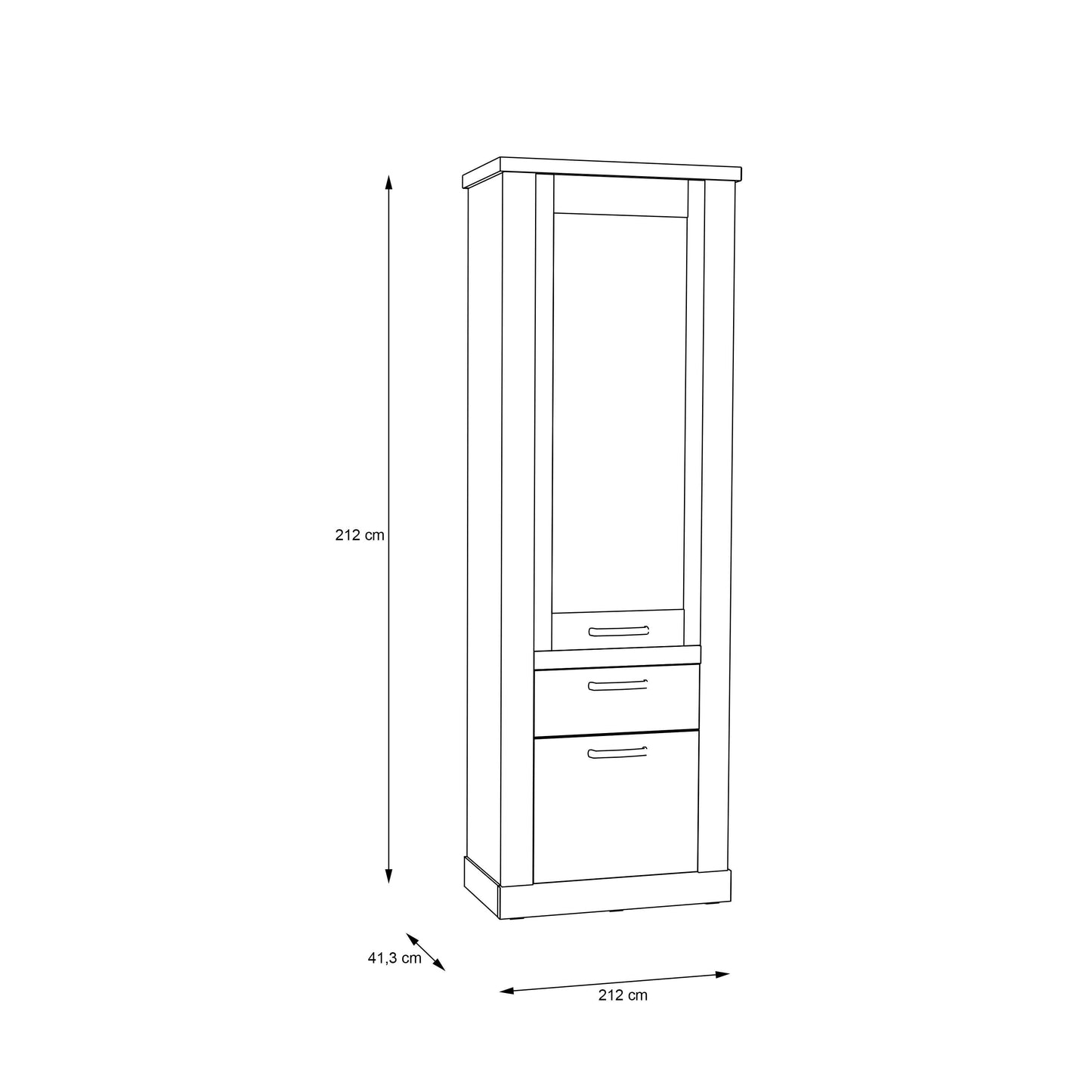 Coppermere Artisan Oak Effect Tall Display Cabinet 2 Doors 1 Drawer