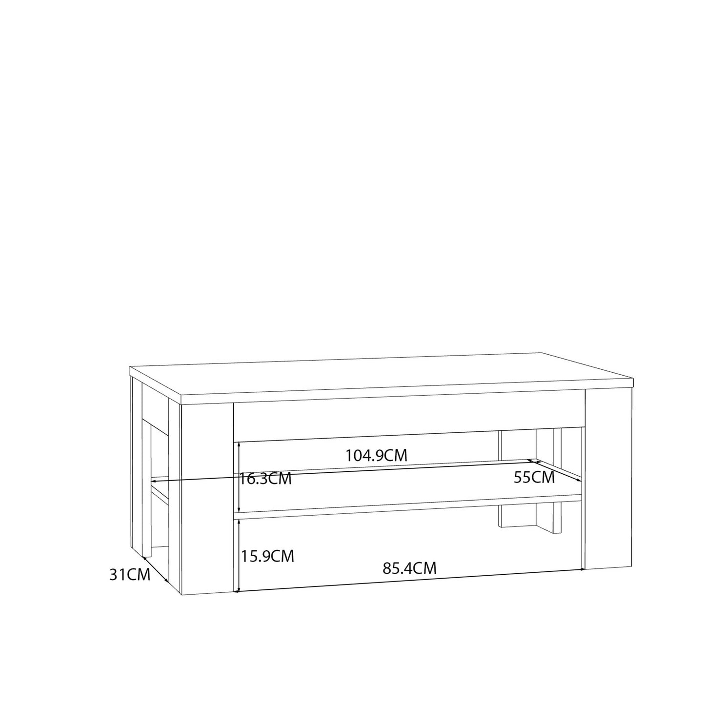 Brimble Oak Coffee Table Bottom Shelf