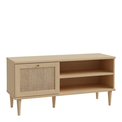 Bergen Rattan TV Unit Natural Weave Detail 1 Door 2 Shelves