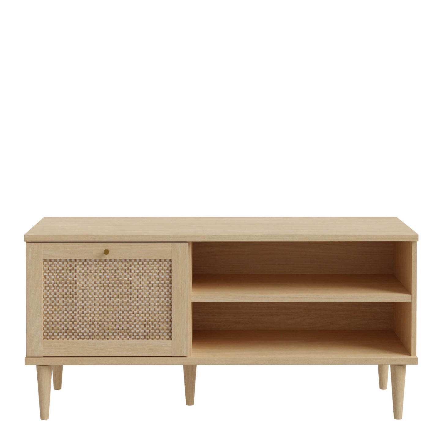 Bergen Rattan TV Unit Natural Weave Detail 1 Door 2 Shelves