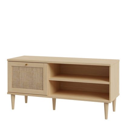 Bergen Rattan TV Unit Natural Weave Detail 1 Door 2 Shelves