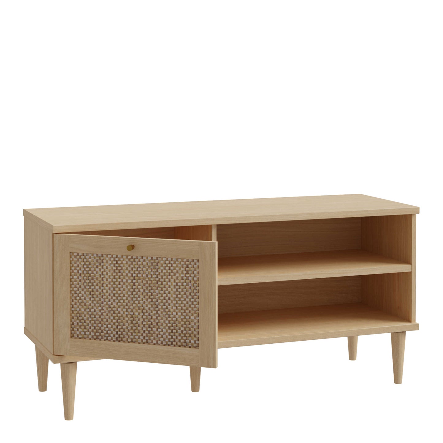 Bergen Rattan TV Unit Natural Weave Detail 1 Door 2 Shelves