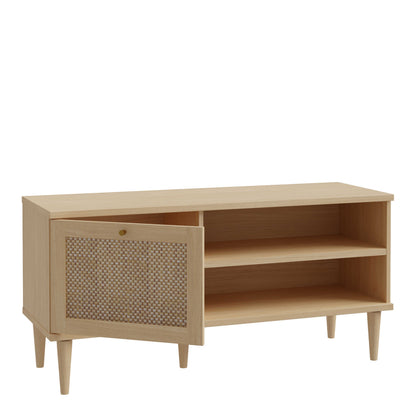 Bergen Rattan TV Unit Natural Weave Detail 1 Door 2 Shelves