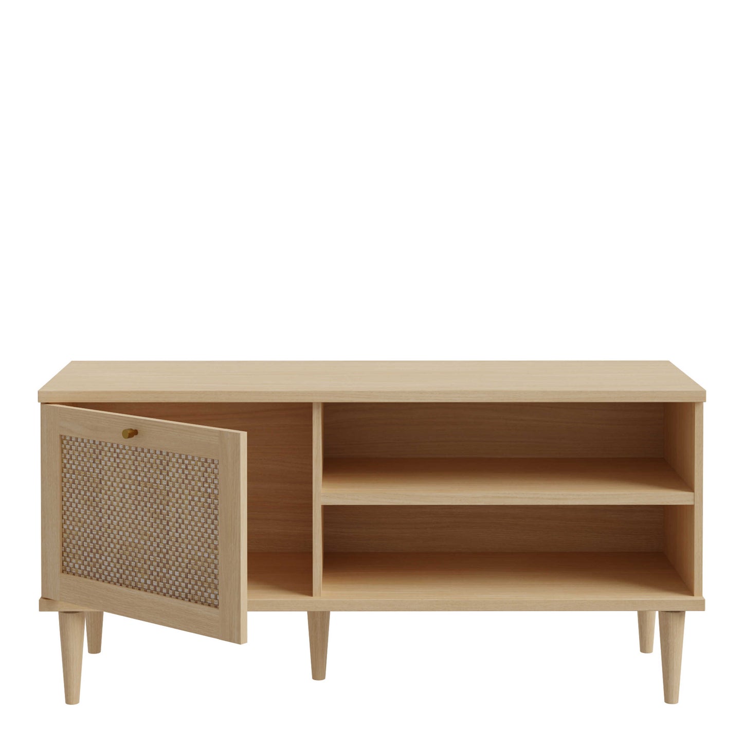 Bergen Rattan TV Unit Natural Weave Detail 1 Door 2 Shelves
