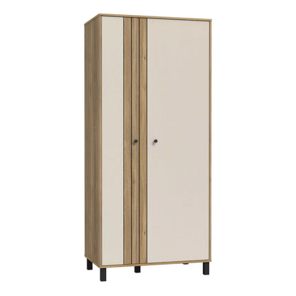 Sandy Mauvella Oak Double Door Wardrobe with Fluted Front and Shelves