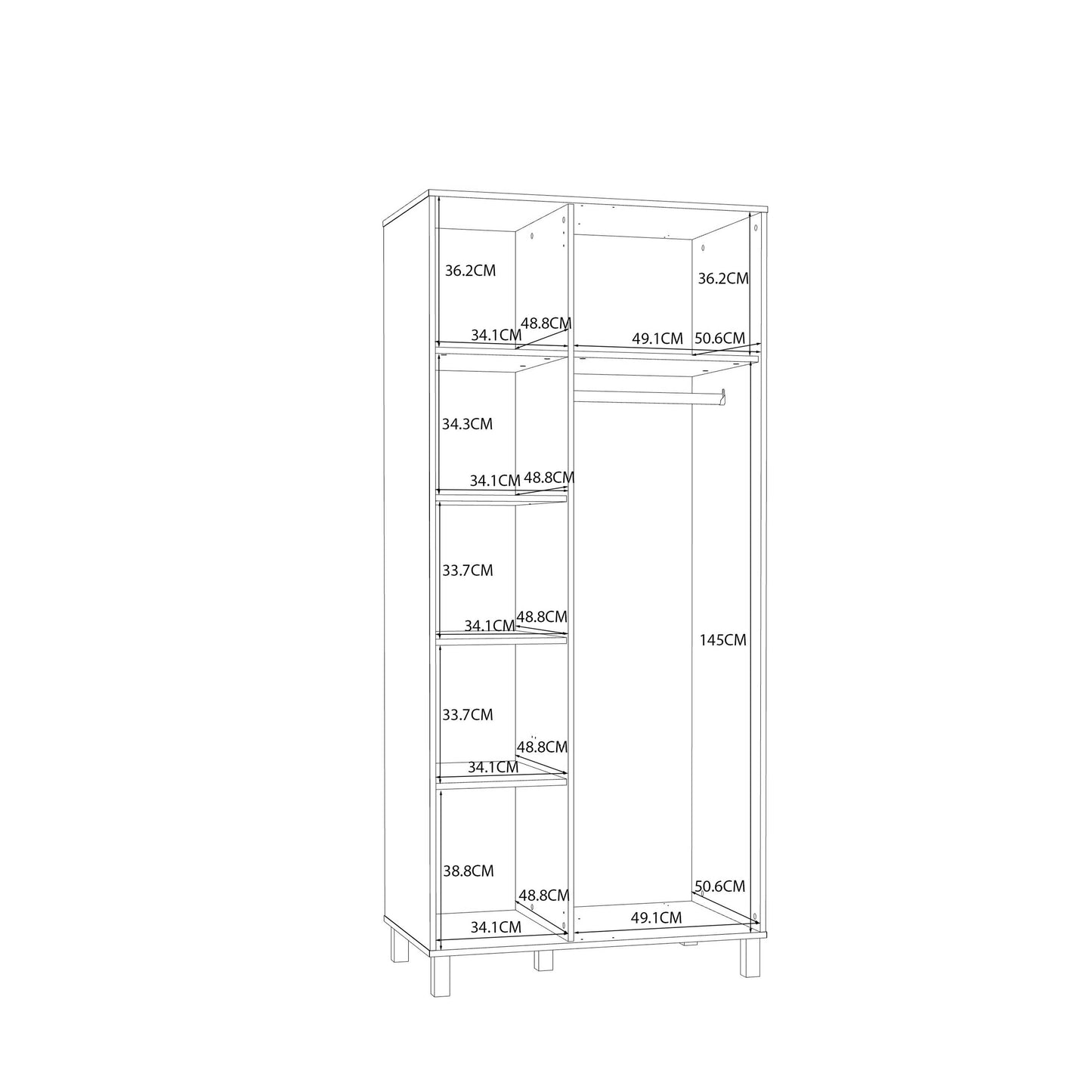 Sandy Mauvella Oak Double Door Wardrobe with Fluted Front and Shelves