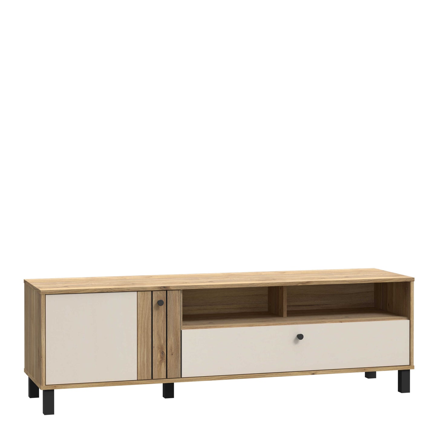Oslo Industrial Cream and Oak TV Unit with 2 Doors 1 Drawer