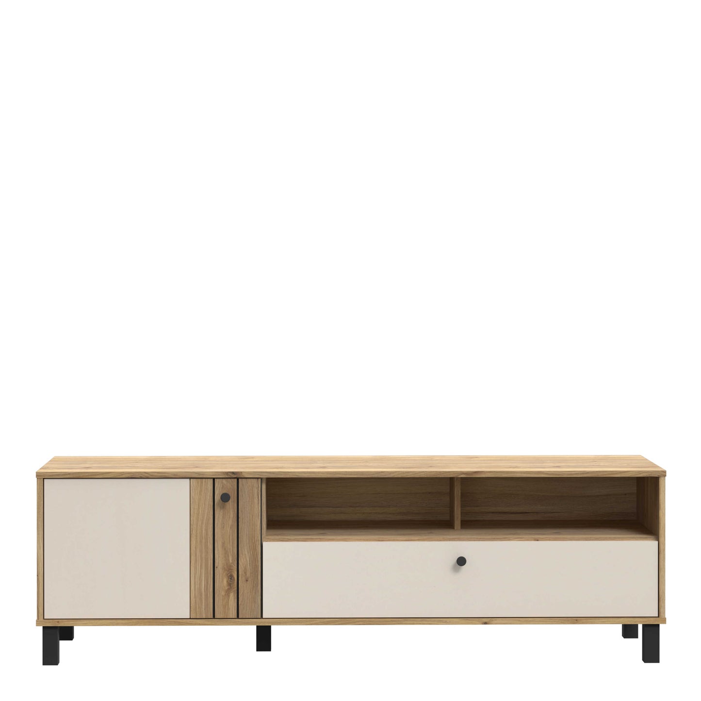 Oslo Industrial Cream and Oak TV Unit with 2 Doors 1 Drawer