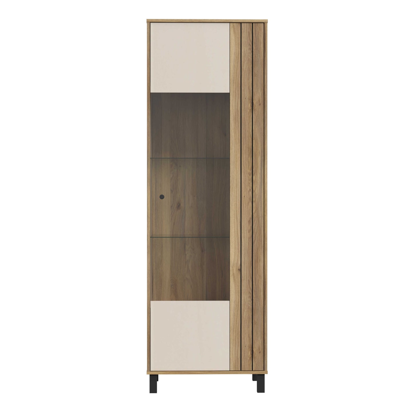 Pandrup Glass Door Display Cabinet in Cream and Oak