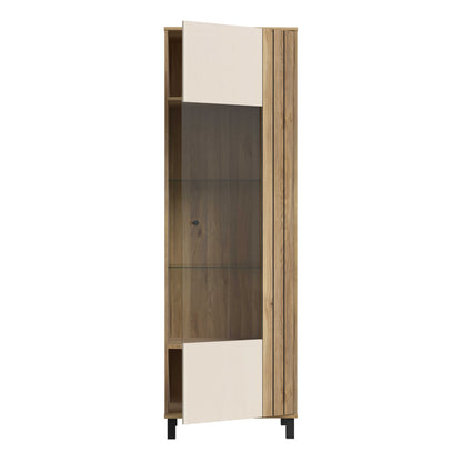 Pandrup Glass Door Display Cabinet in Cream and Oak