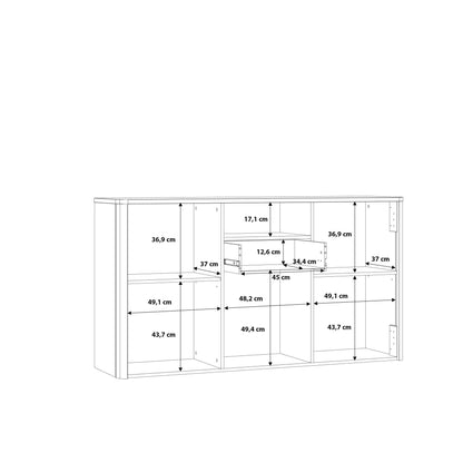 Seville Grey and Natural Oak Wood 3 Door 1 Drawer Sideboard