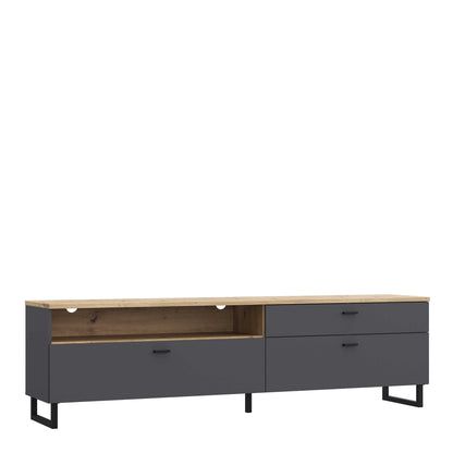 Stockholm 205cm Grey and Oak TV Unit 2 Doors 1 Drawer