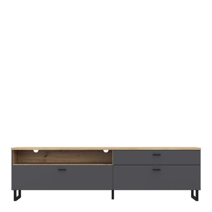 Stockholm 205cm Grey and Oak TV Unit 2 Doors 1 Drawer