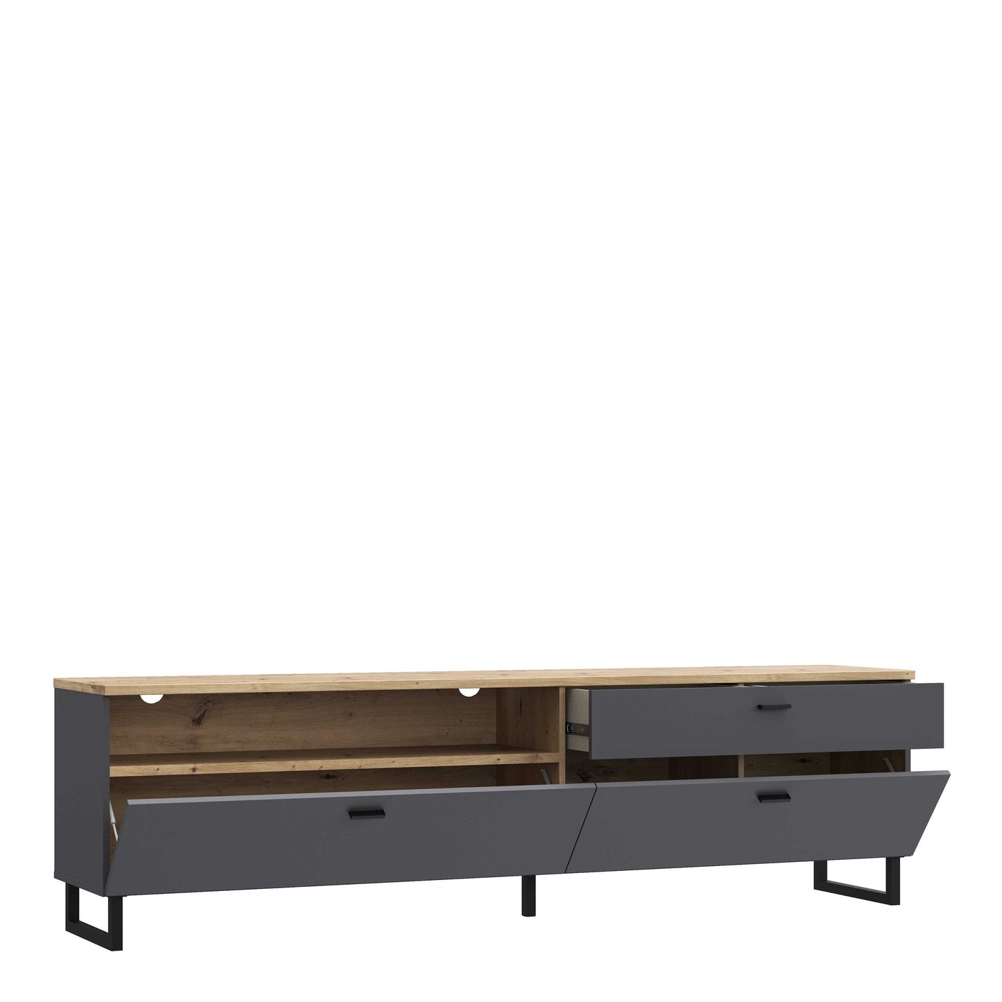 Stockholm 205cm Grey and Oak TV Unit 2 Doors 1 Drawer